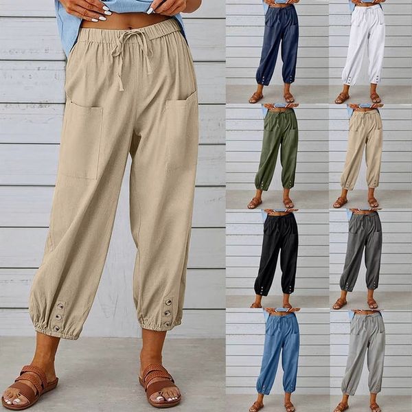 Women's Linen Trousers Relaxed Fit Joggers