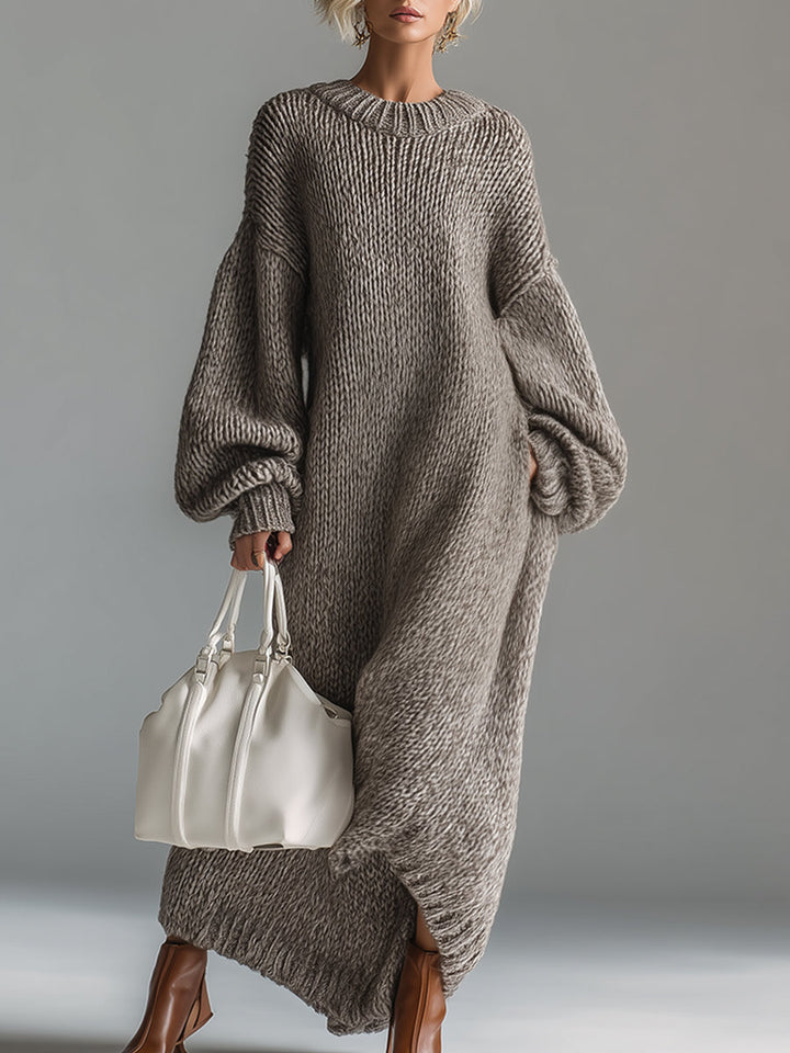 Women's Oversized Acrylic Knit Sweater Maxi Dress