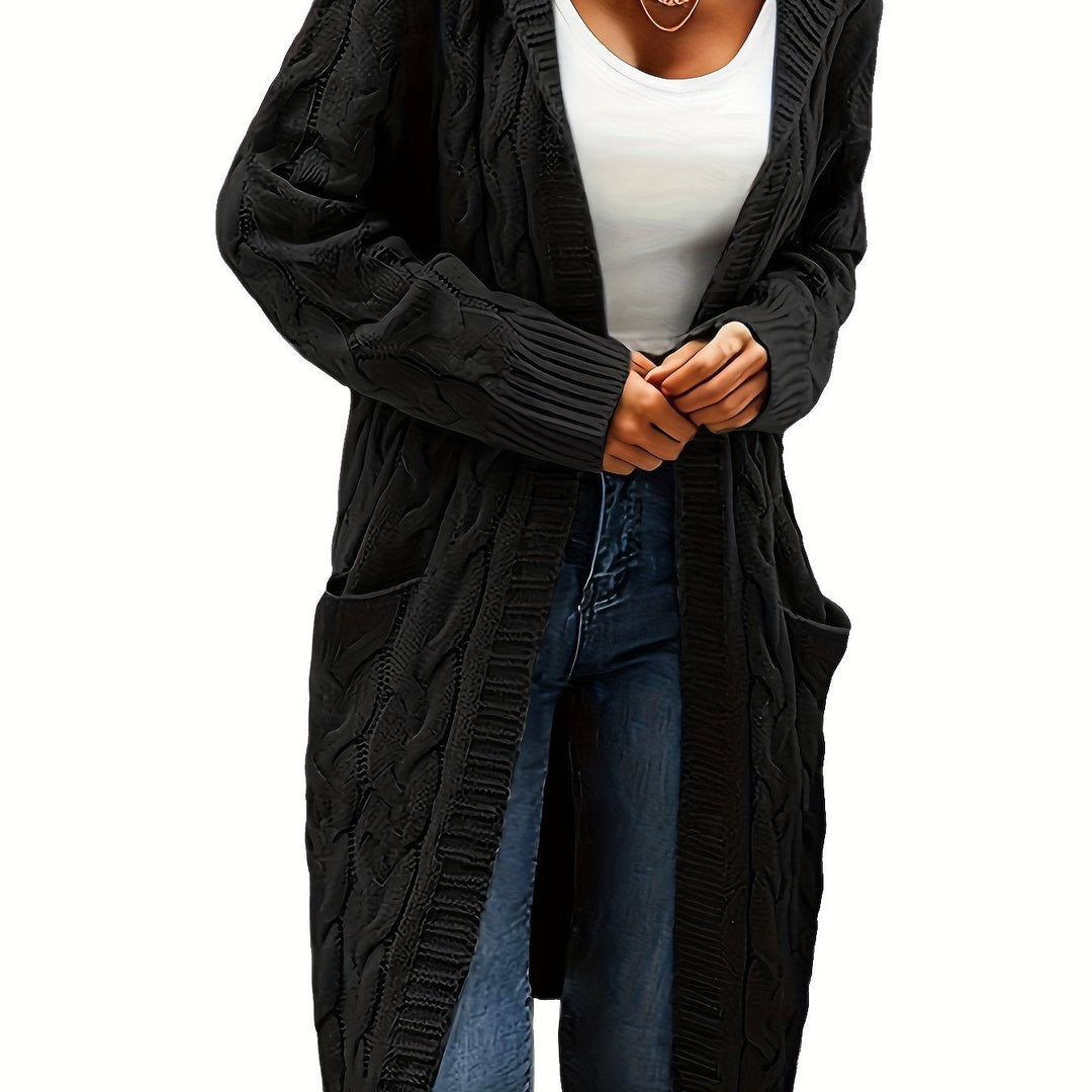 Cardigan oversize tricoté pour femme, ouvert sur le devant