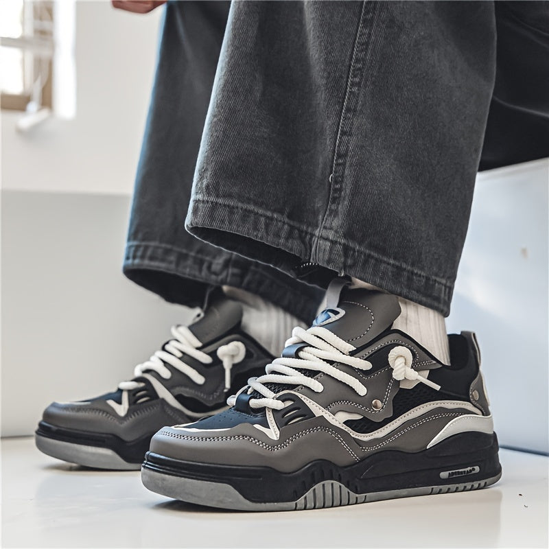 Men's Leather Skate Shoes Chunky Low Top Trainers