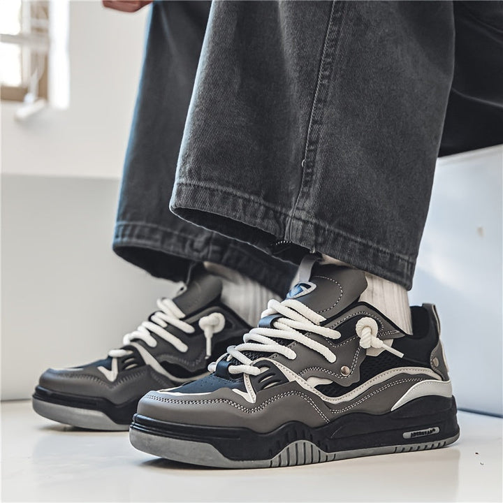 Men's Leather Skate Shoes Chunky Low Top Trainers