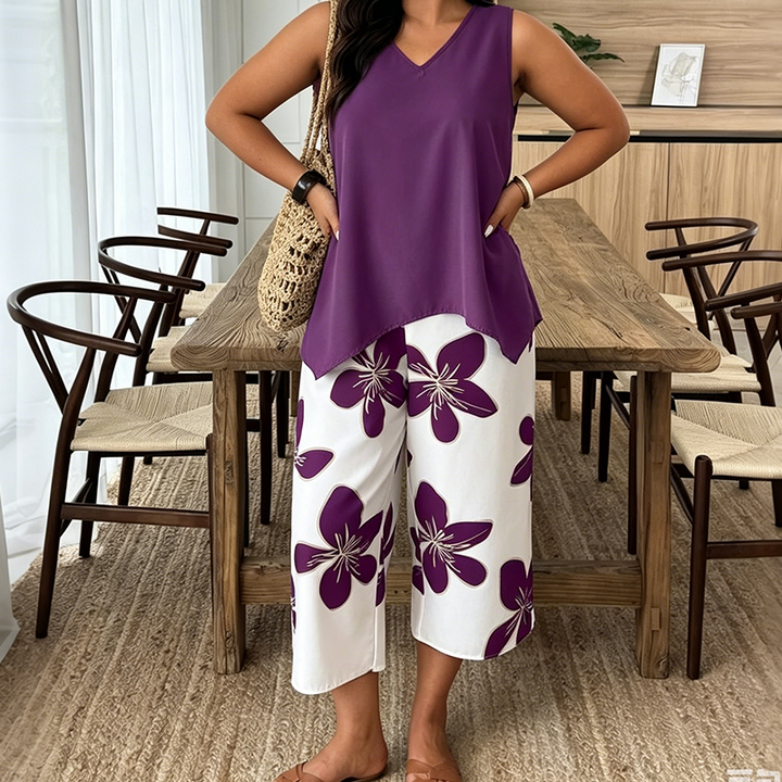 Women’s Linen Asymmetric Top & Capri Co-Ord Set