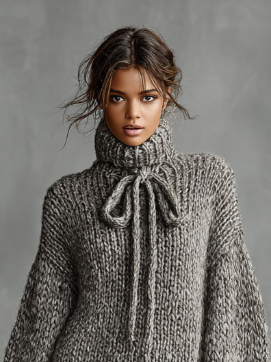 Women's Knit Sweater Dress Turtleneck Long Sleeve Knitwear