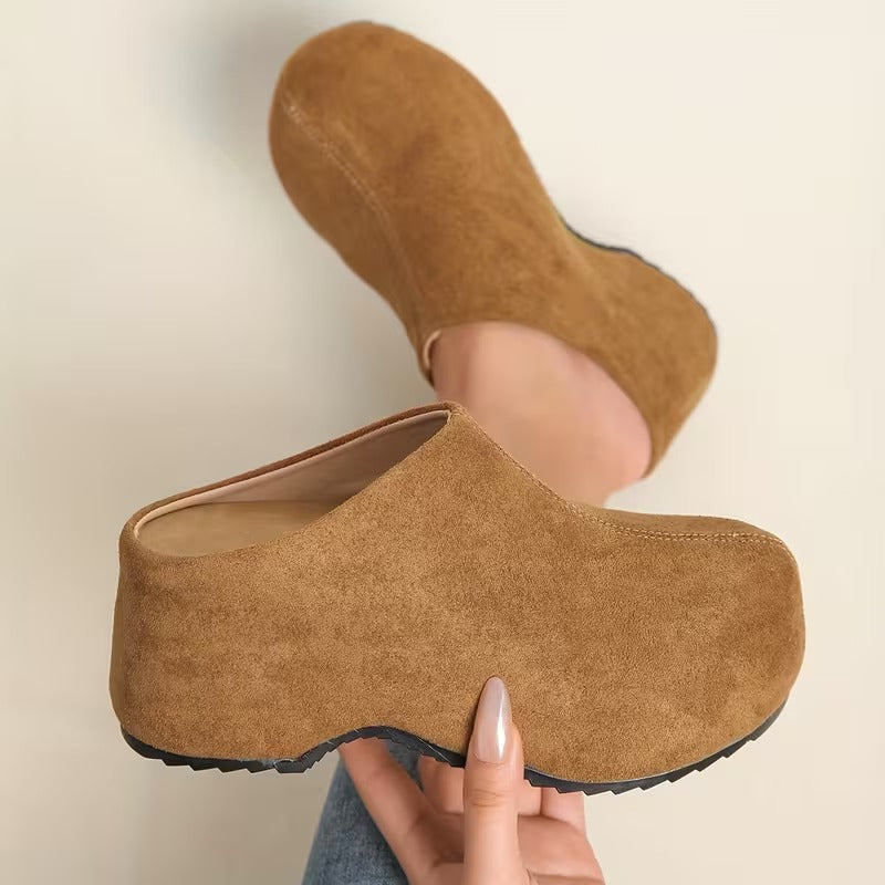Women’s Leather Arch-Support Platform Clog Shoes