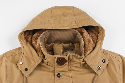 Men's Fleece Hooded Military Cargo Jacket