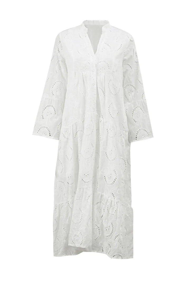 Women's V-Neck Maxi Dress Linen Blend Sun Dress