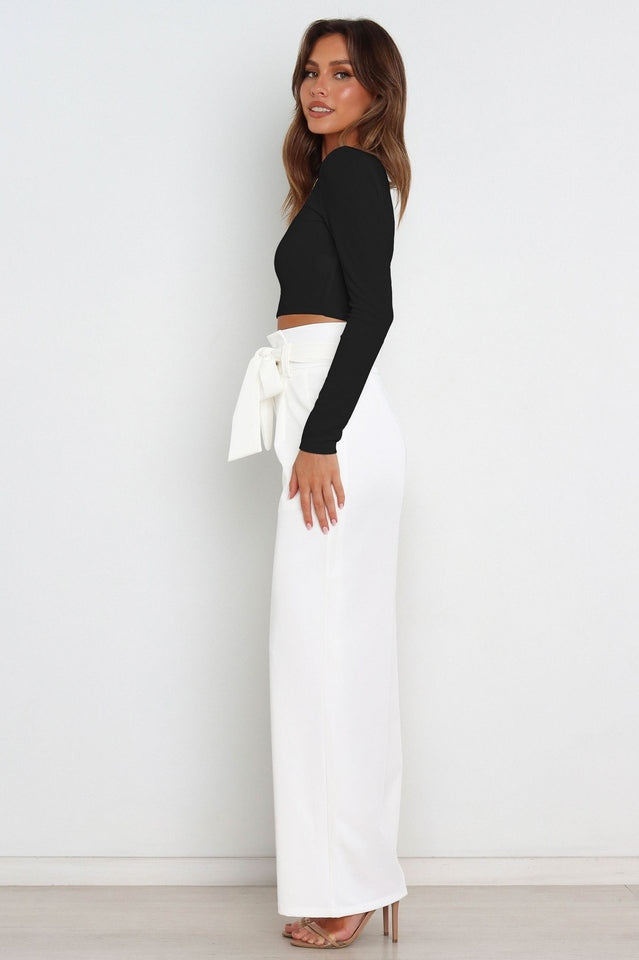 Women's High Waist Wide Leg Linen Trousers with Belt