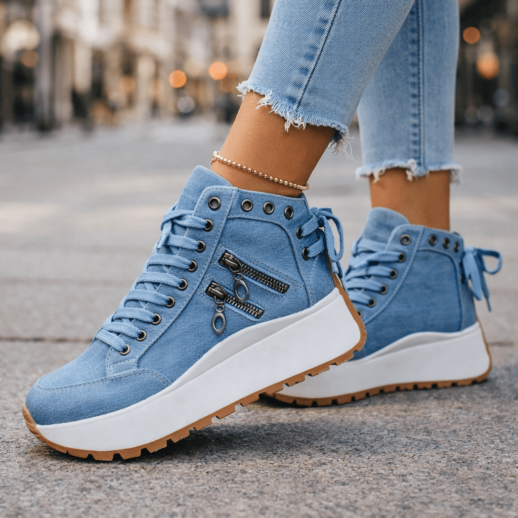 Women's Leather High-Top Platform Sneakers