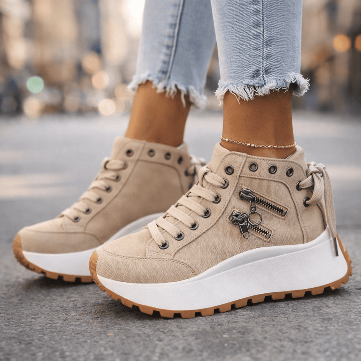 Women's Leather High-Top Platform Sneakers