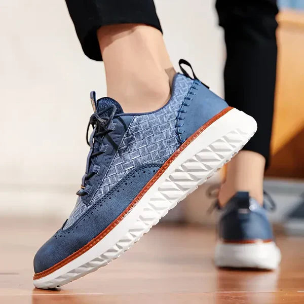 Men's Genuine Leather Casual Mesh Sneakers