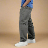 Mens Fleece Chino Trousers Straight Leg Casual Pants