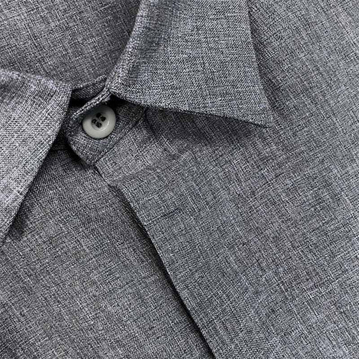 Linen Shirt Men Relaxed Collar Short Sleeve Breathable Lightweight Top