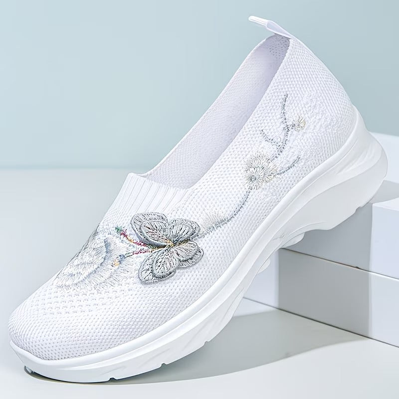 Women Knit Slip On Trainers Loafers Walking Shoes