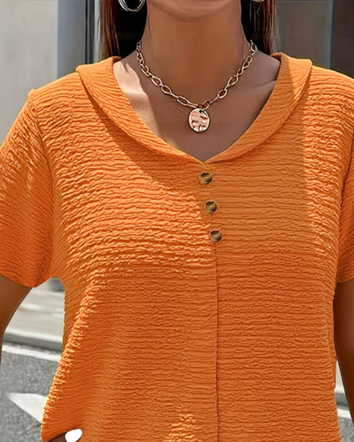 Women's Textured Linen Blend V-Neck Blouse