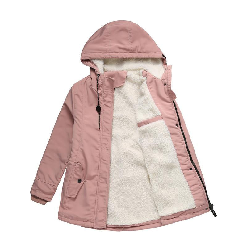Women's Fleece Hooded Jacket Outdoor Waterproof Coat