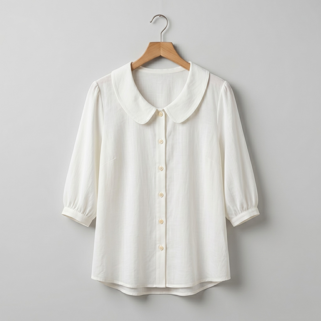 Women's Linen Blouse Work Shirt Collar Top