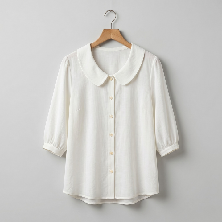 Women's Linen Blouse Work Shirt Collar Top