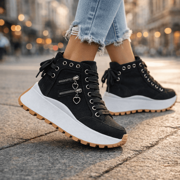 Women's Leather High-Top Platform Sneakers