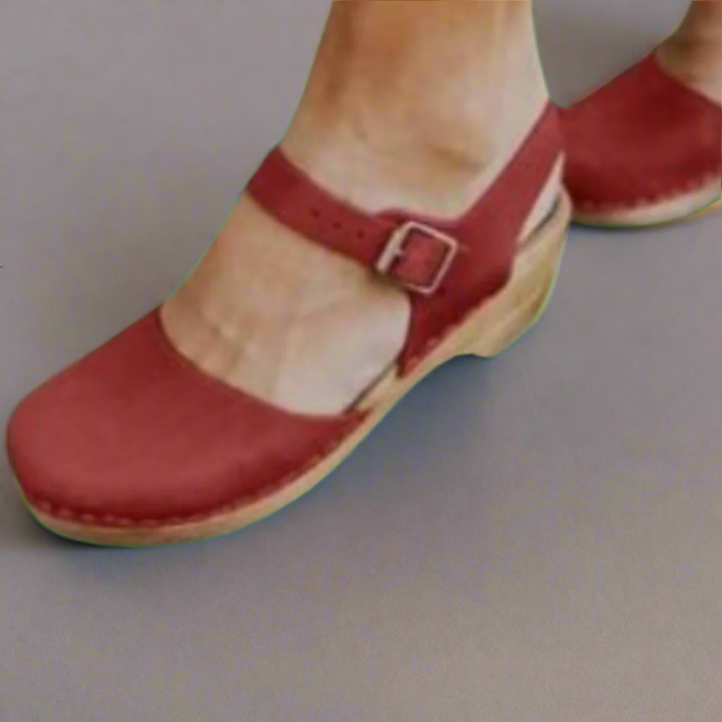 Women's Wooden-Sole Buckle-Strap Leather Platform Sandals