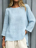 Women's Linen Blend Floral Blouse