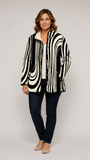 Női polárdzseki, Zebra Swirl mintás, gombos kabát