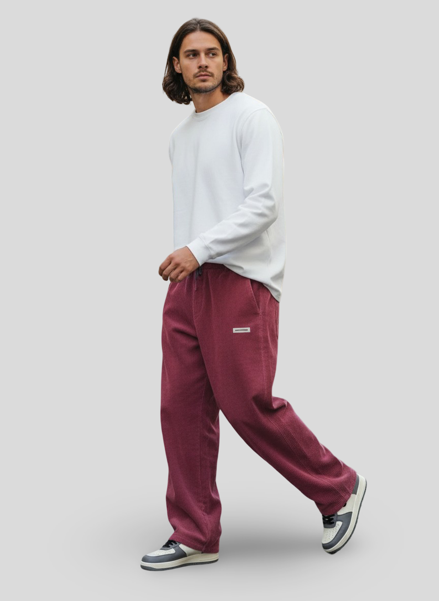 Men's Loose-Fit Wide-Leg Corduroy Pants