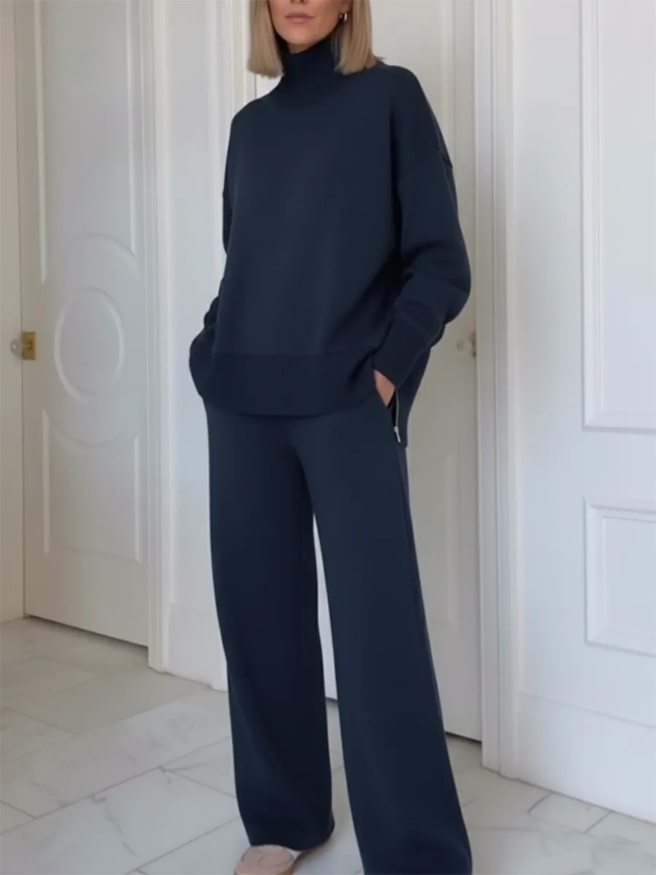 Women's Knit Jumper and Wide Leg Trousers Loungewear Set