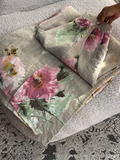 Women's Floral Linen Wide Leg Trousers Relaxed Fit Pants