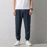 Men's Linen Joggers Lightweight Trousers Relaxed Fit Casual Pants