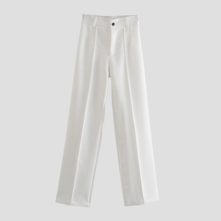Women's High Waisted Wool Mix Wide Leg Trousers Dress Pants