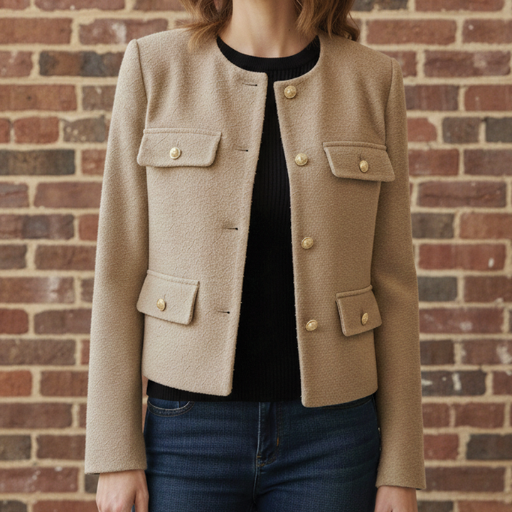 Women's Wool Cropped Jacket Blazer