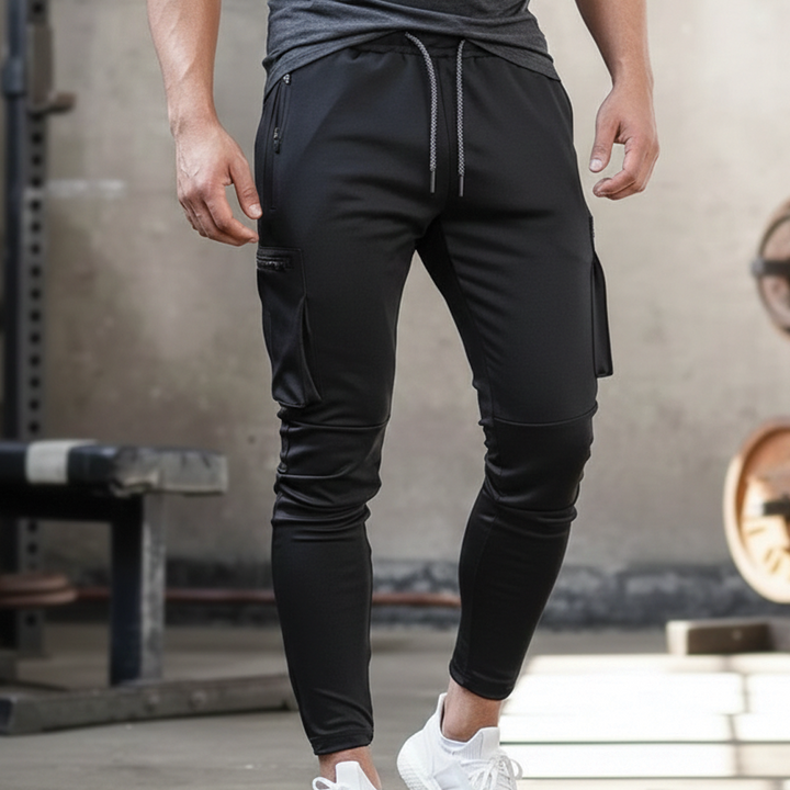 Men's Fleece Cargo Joggers Gym Track Pants