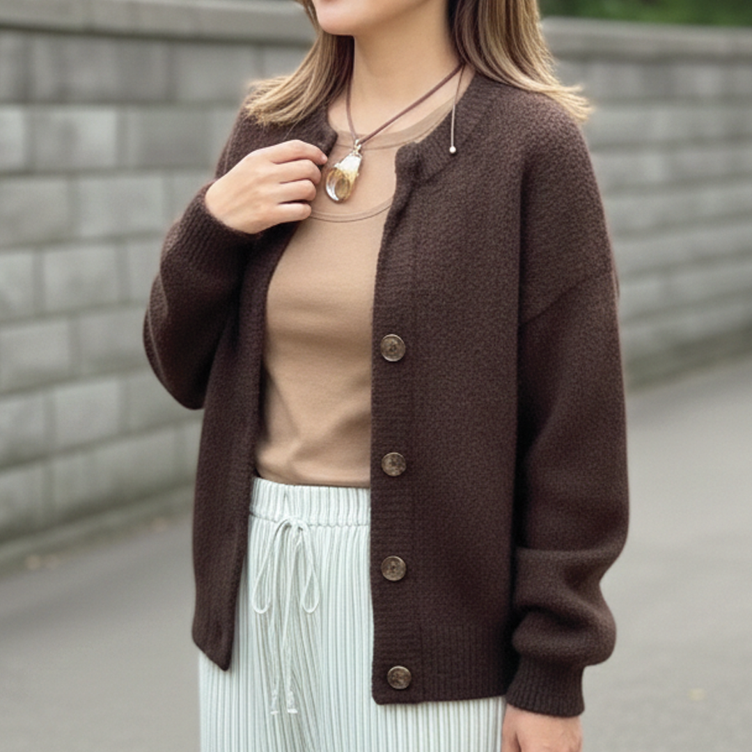 Women's Merino Wool Blend Cardigan Sweater Long Sleeve Tops