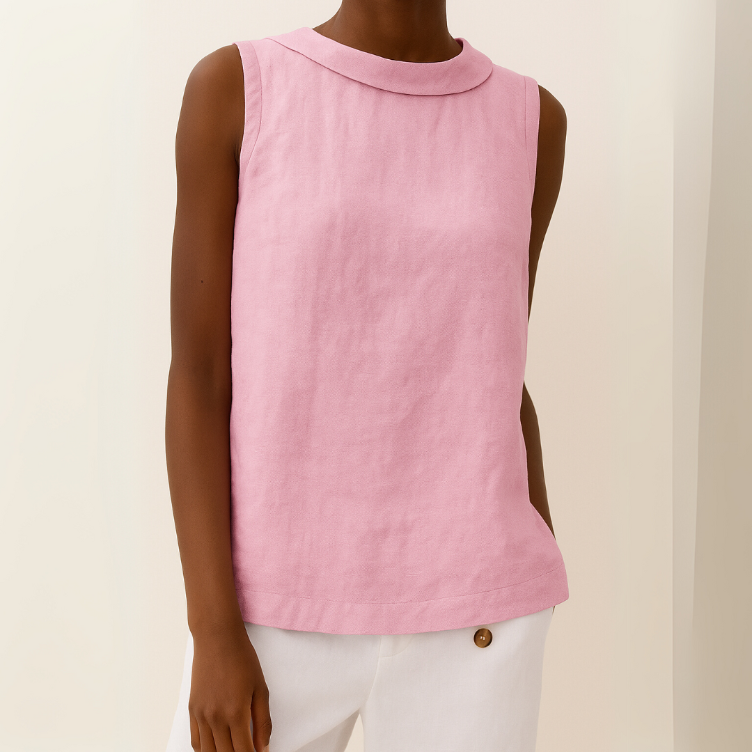 Women's Sleeveless Linen Shell Top Blouse