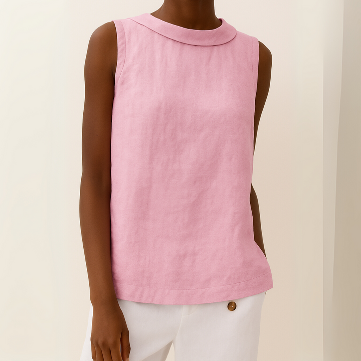 Women's Sleeveless Linen Shell Top Blouse