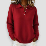 Soft Knit Polo Sweater Women Merino Wool Mix Long Sleeve Collared Top