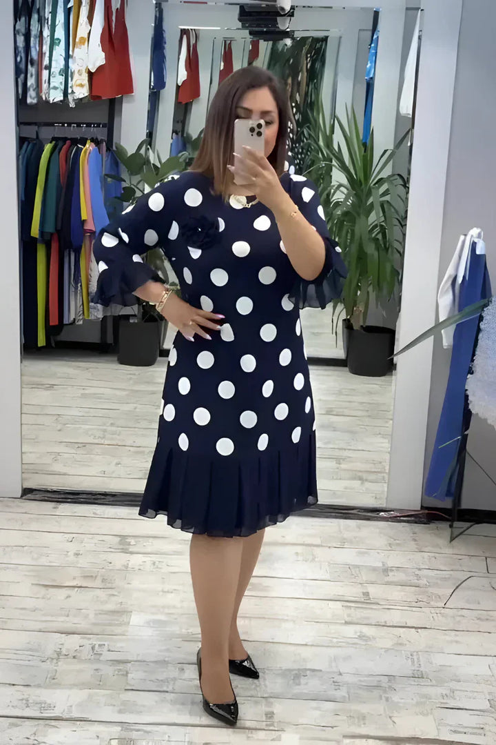 Women's Polka Dot Knit Flounce Dress