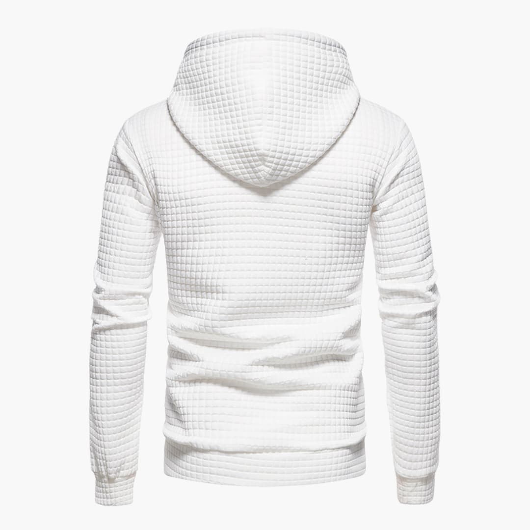 Men's Fleece Hoodie Waffle Knit Pullover Sweatshirt
