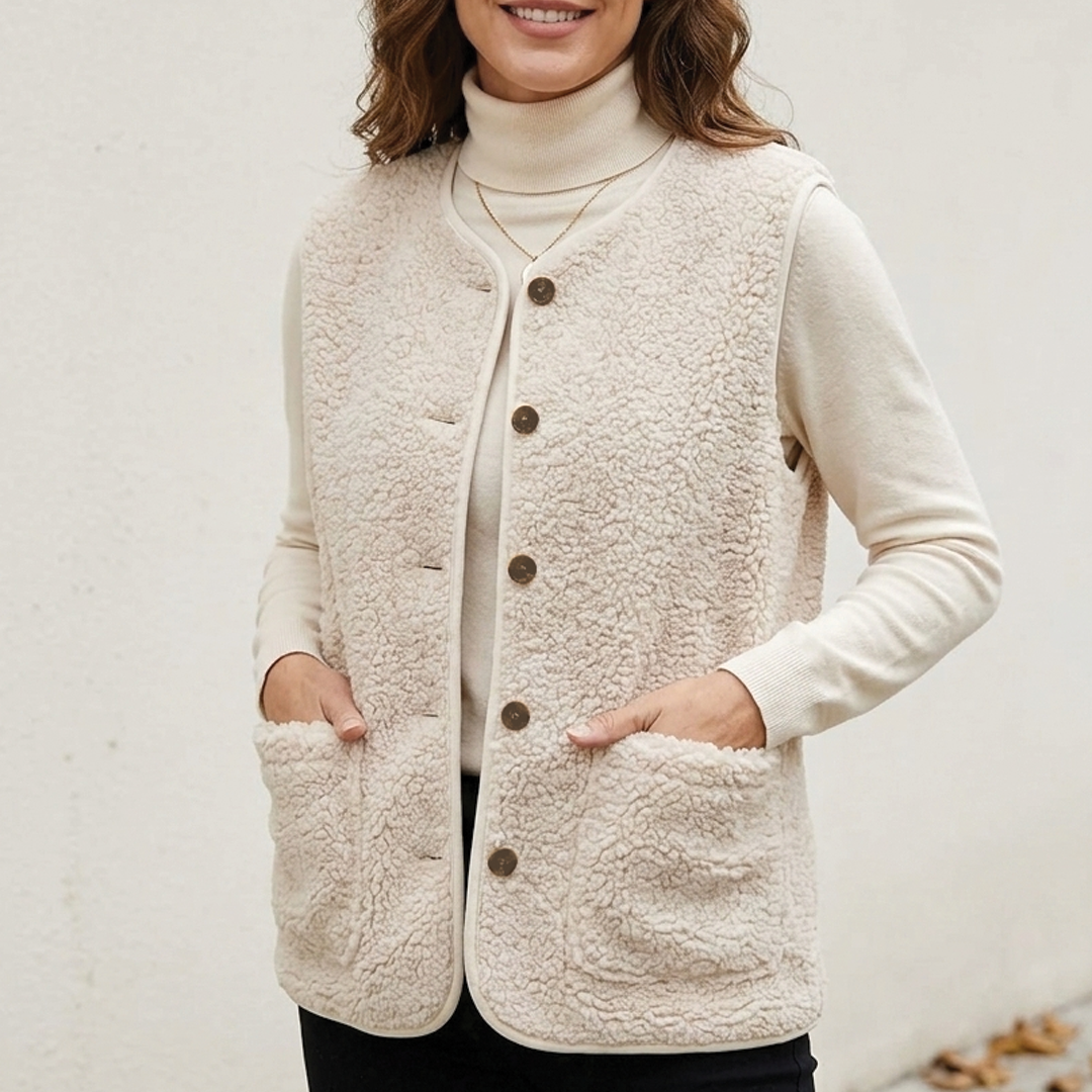 Women's Fleece Gilet Sherpa Teddy Vest Jacket Sleeveless Coat