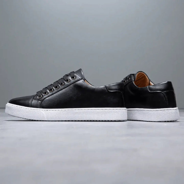 Leather Sneakers Low Top Casual Shoes Men's Leather Trainers