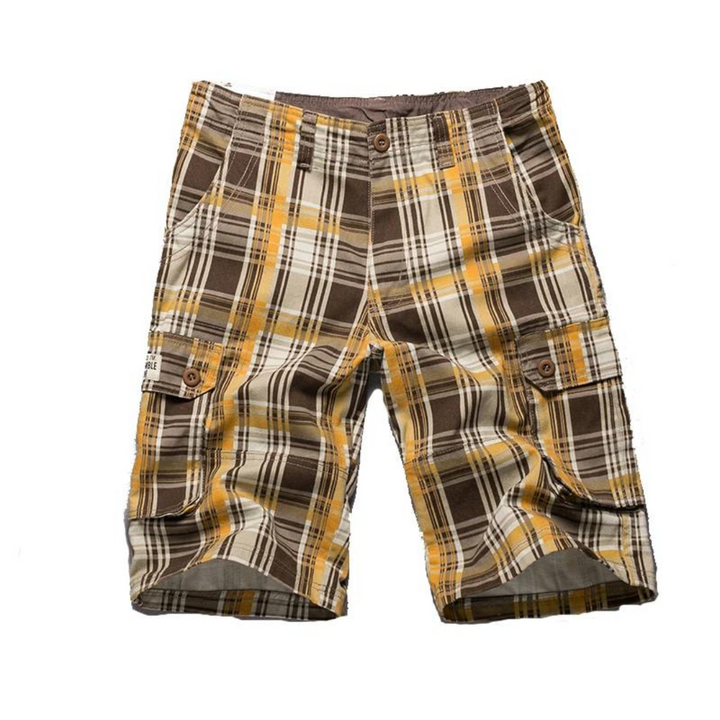 Men's Plaid Cargo Linen Casual Shorts