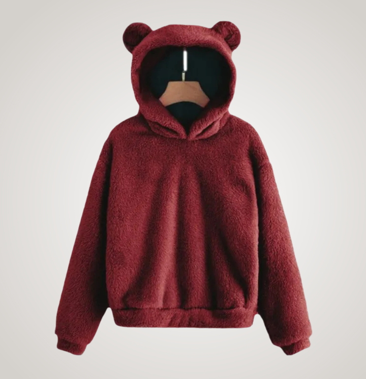 Women Fleece Bear Ear Hoodie Pullover Sweater