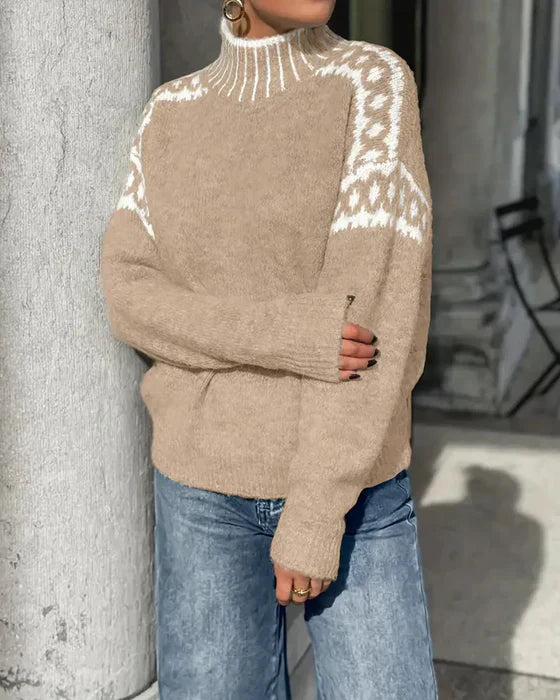 Womens Knit Sweater Wool High Neck Jumper