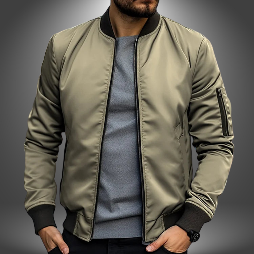 Men's Lightweight Slim-Fit Nylon Tailored Bomber Jacket