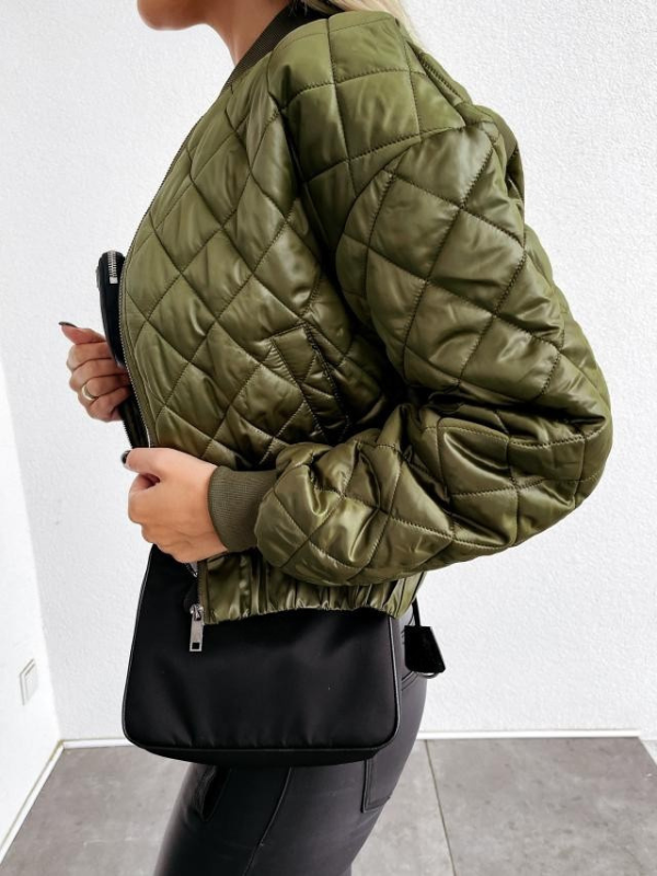 Women’s Fleece-Lined Quilted Puffer Bomber Jacket