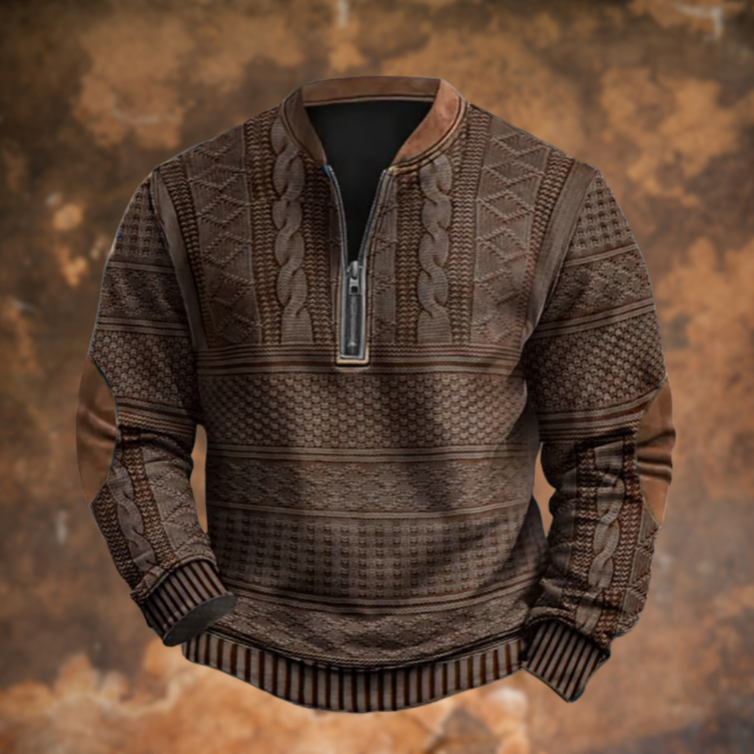 Men's Knit Quarter Zip Jumper Merino Wool Pullover Sweater