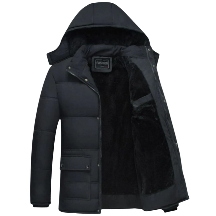 Men's Fleece Puffer Jacket Hooded Padded Coat