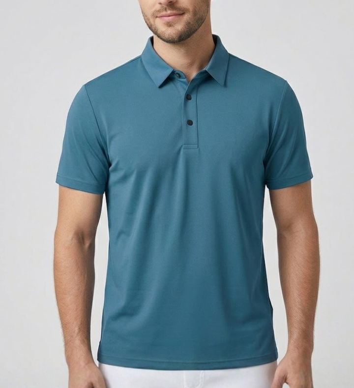 Men's Linen Blend Knit Polo Shirt Premium Short Sleeve Top