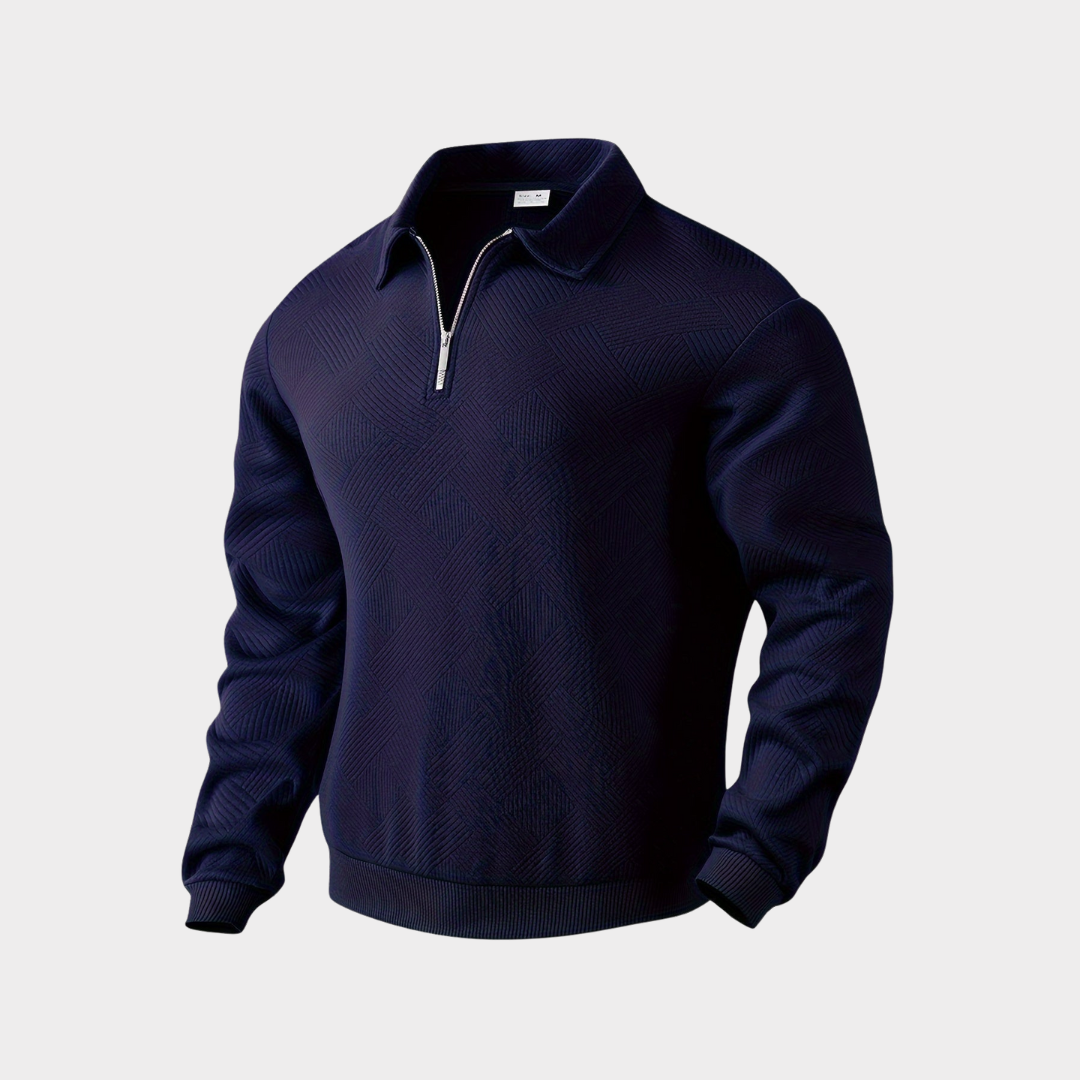 Men's Knit Quarter Zip Polo Sweater