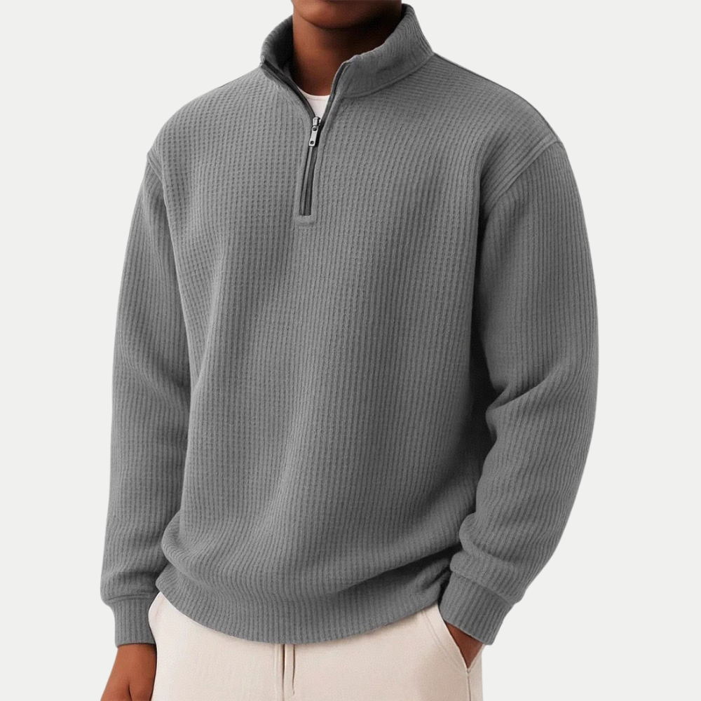 Men's Long Sleeve Half-Zip Knit Casual Pullover Sweater